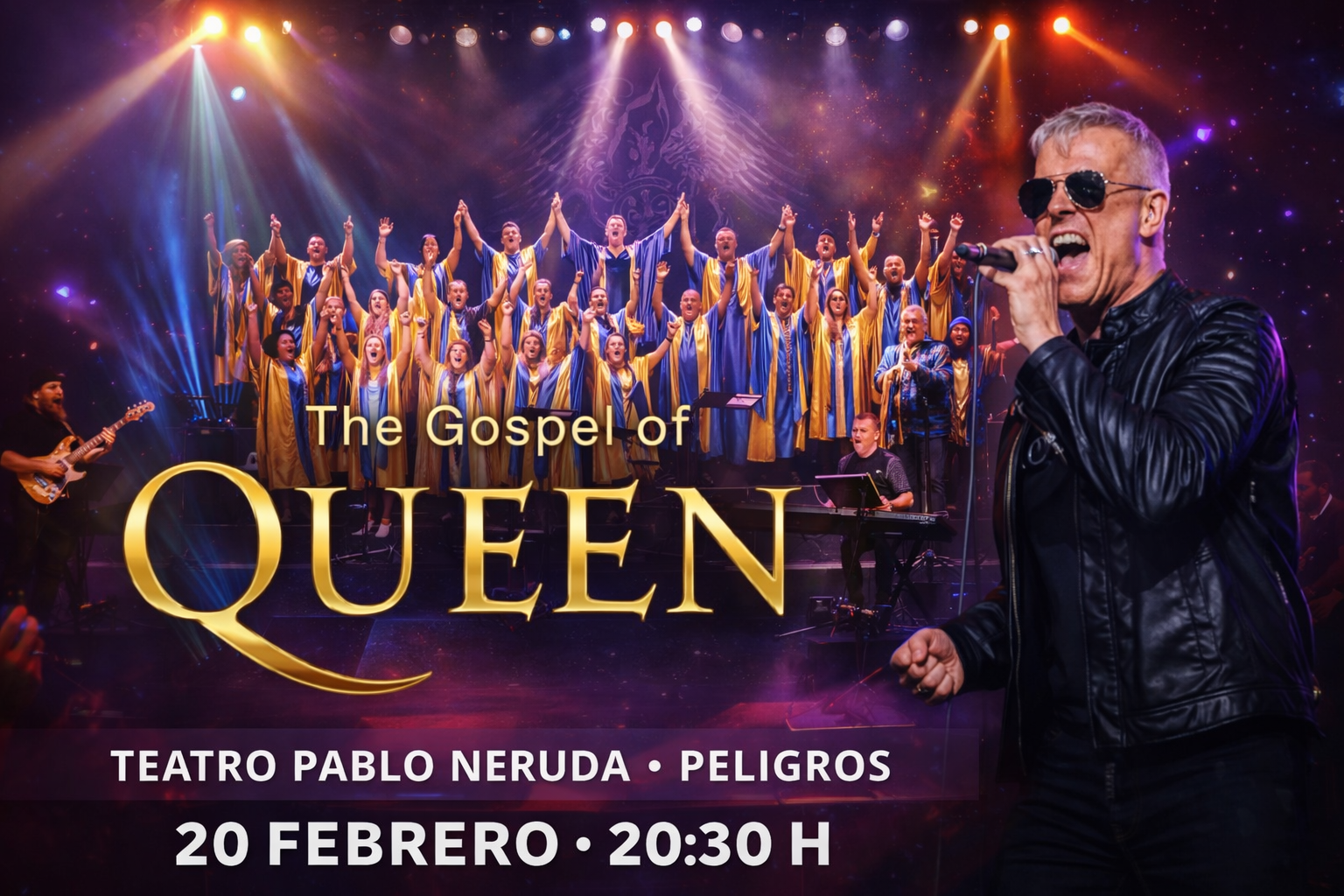 “The Gospel of Queen” aterriza en Peligros: rock y coro góspel en el Teatro Pablo Neruda el 20 de febrero