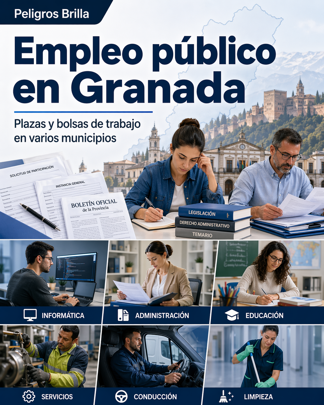 Nuevas oportunidades de empleo público y bolsas de trabajo en la provincia de Granada: plazas en Motril, La Zubia, Pinos Puente, Granada y Albolote